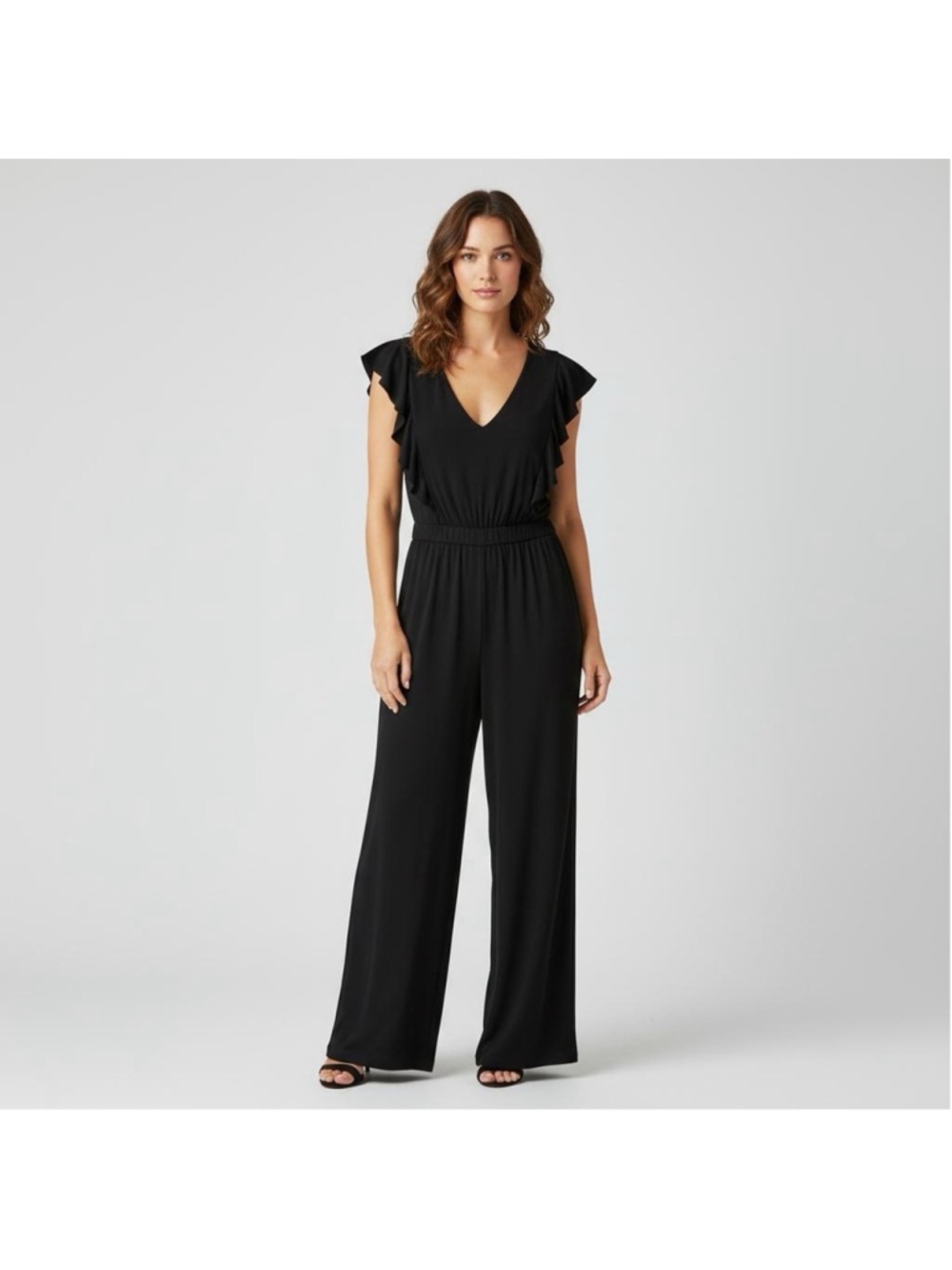 Vince Camuto flutter sleeve v-neck wide leg jumpsuit size 6 style VC0 –0099